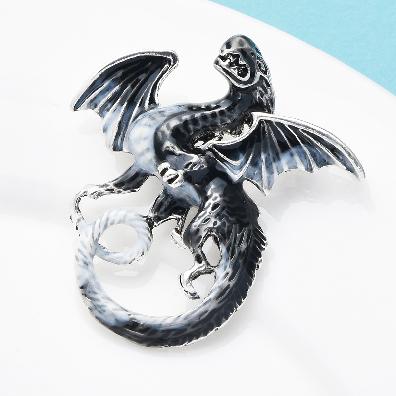 Broche Dragon En Cristal Et Strass - Style Vintage Épée - 4.3x2.8 Cm - Pour Col, Manteau, Robe - Accessoire Homme/Femme