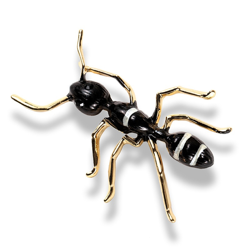 Broche Fantaisie Fourmi Avec Strass Noir Et Or - Bijou Pour Femme Ou Homme - Neuf Avec étiquettes