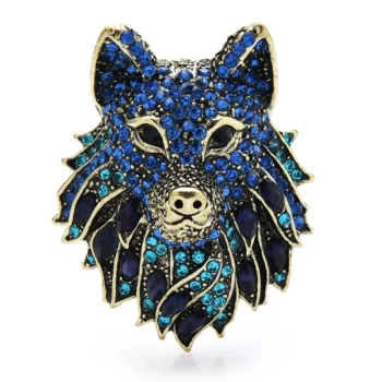 Broche Tête De Loup Strass