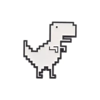 Pin's dinosaure pixélisé blanc et noir en métal avec design pixel art