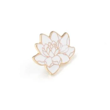 Pin's fleur de lotus blanc avec contour doré en émail, bijou décoratif raffiné