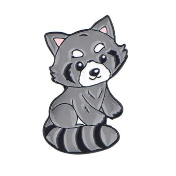Pin's raton laveur gris en métal avec détail soigné et finition élégante