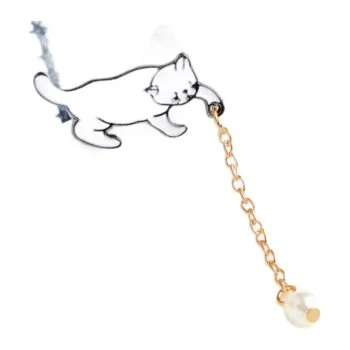 Broche Chat Chaine À Perle