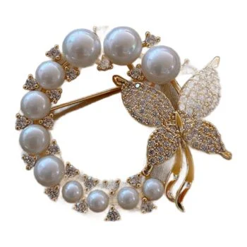 Broche Papillon Et Perles