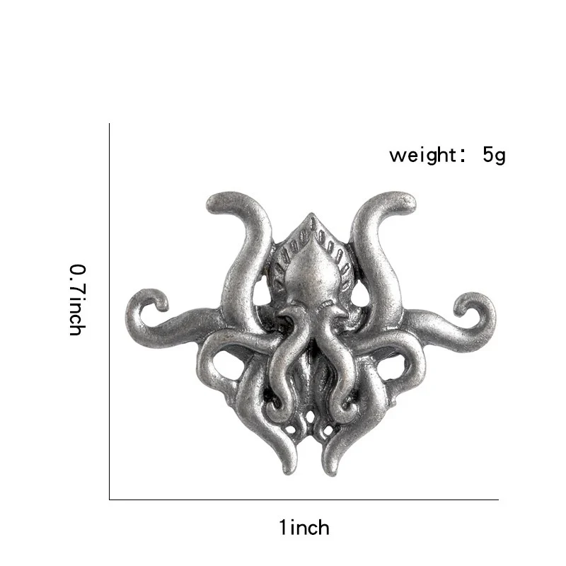 Broche pieuvre en alliage écologique avec finition émaillée douce, vue de face détaillée montrant la forme stylisée et les tentacules enroulés