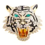Broche Tête De Tigre Strass
