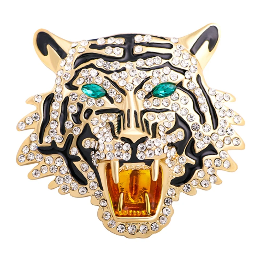 Broche Tête De Tigre Strass