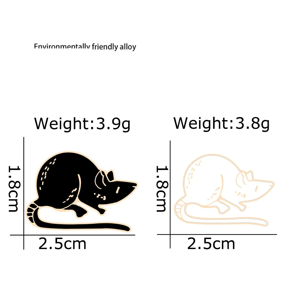 Pin's Souris en alliage écologique, modèle noir et blanc, dimensions 2,5 cm sur 1,8 cm, épingle douce émaillée, détail soigné du contour et silhouette élégante